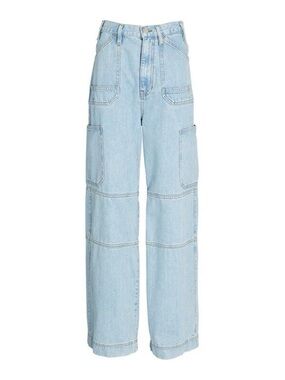 Frame Denim Light Blue Wide-Leg Cargo Jeans